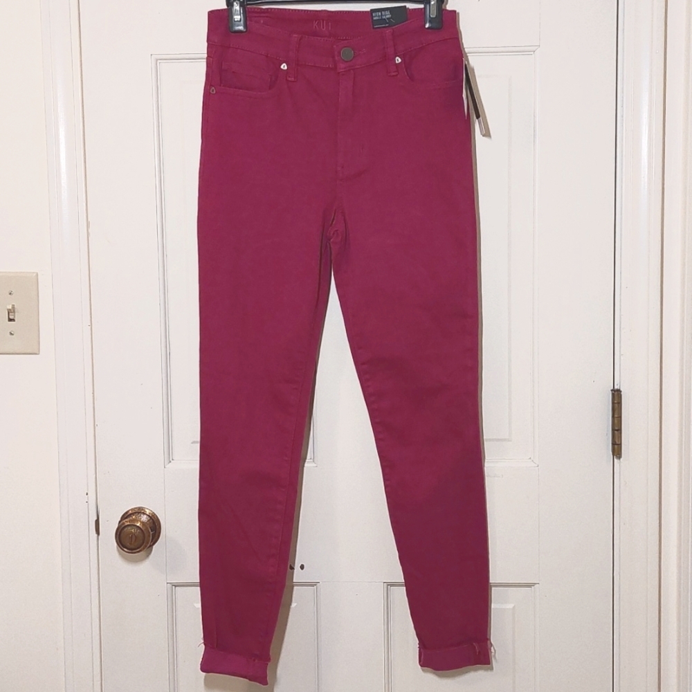 NWT Kut from the Kloth Fuchsia High Rise Ankle Skinny Jeans, Size 4